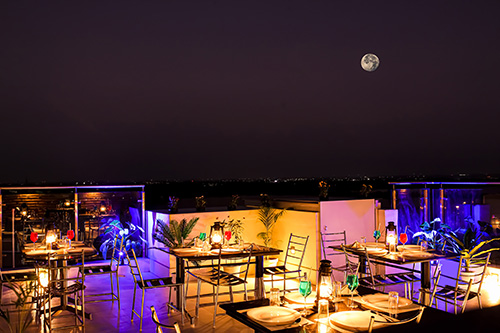 Dining area with a view at a Coimbatore hotel