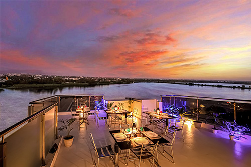 dinning area with lake view